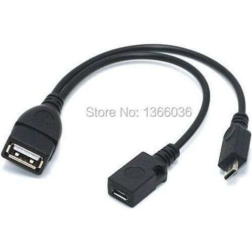 20pcs 2 In 1 OTG Micro USB Host Power Y Splitter USB Adapter to Micro 5 Pin Male Female Cable Durable Micro USB OTG Cable