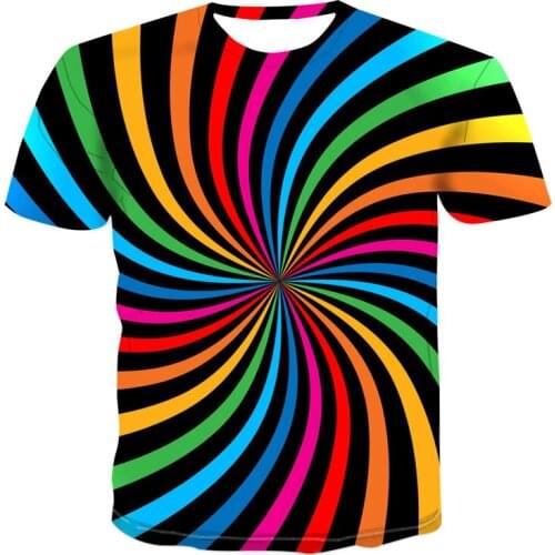 2021 Summer new 3DT shirt mens street casual print black short sleeve fashion funny white T-shirt high T-shirt Colorful T-shirt