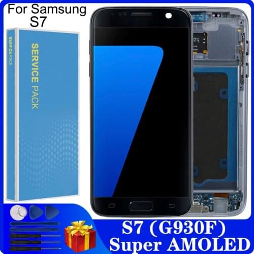 5.1'' SUPER AMOLED S7 LCD For Samsung Galaxy S7 G930 SM-G930F G930F LCD Display Touch Screen Digitizer Assembly Replacement