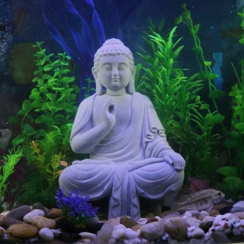Fish Tank Buddha Sitting Statue Aquarium Decoration Reptiles Tank Ornament Fengshui Praying Sitting Figurine Home Garden Decor