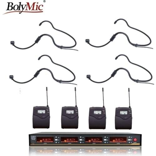 Bolymic Professional 4 Channels UHF Wireless Microphone stage Condenser microphone headset
