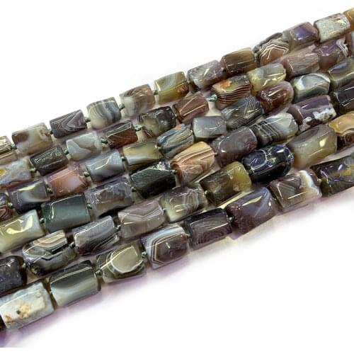 9x13/11x15 Natural Faceted Brown Botswana Agates Beads Column Barrel Spacer DIY Loose Beads For Jewelry Making 15‘’ Accessories