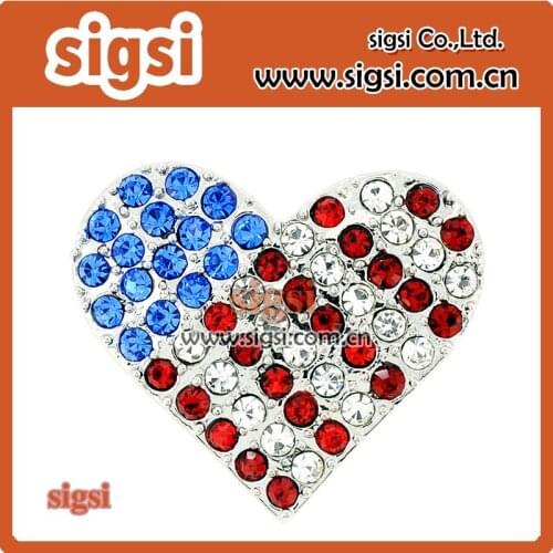 American style crystal rhinestone heart shaped brooch for valentines day gift
