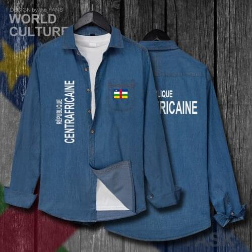 Central African Republic Centrafrique CAF CA Men Clothes Autumn Cotton Flag Turn-down Jeans Shirt Long Sleeve Cowboy Casual Coat
