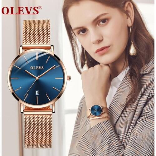 Minimalist Mesh Women Watch Fashion Dress Quartz Wristwatch for lady Ultra-Thin Rose Gold Relogio Feminino Waterproof Auto Date