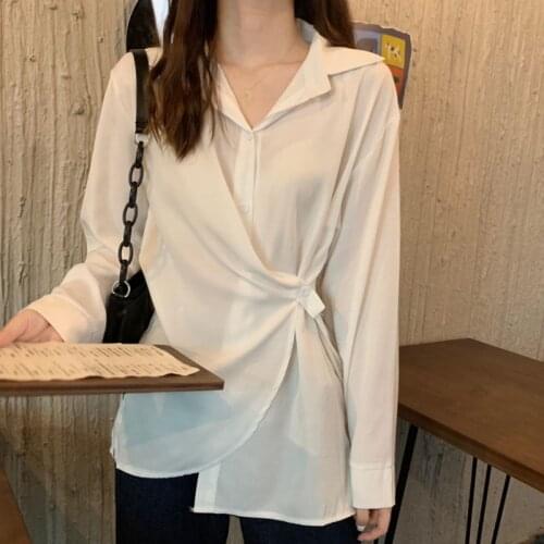 DAXIN Spring Loose Bottoming Shirt Thin Women Autumn Long Sleeve Solid Color Loose Transparent Blouses