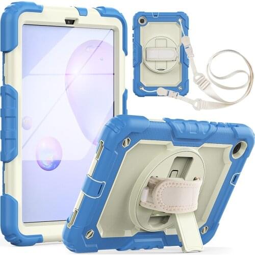 360 Rotation Bracket Kids Silicone Case for Samsung Galaxy Tab A 8.4 2020 T307U T307 Shockproof Cover with Shoulder Strap+Film