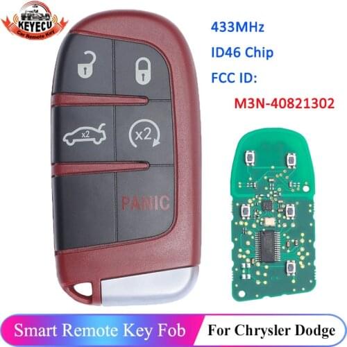 KEYECU Red Replacement Remote Key Fob 5B for Chrysler Jeep Dodge 2011-2018 M3N-40821302