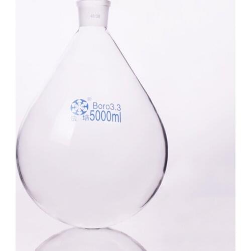 Flask eggplant shape,short neck standard grinding mouth,Capacity 5000ml and joint 40/38,Eggplant-shaped flask