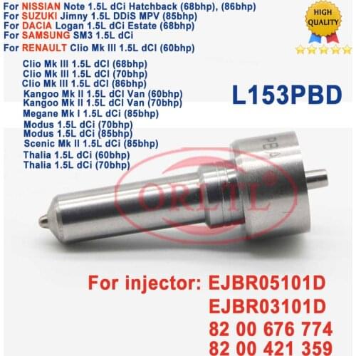 8200676774 8200421359 CR Diesel Injection Nozzle L153PBD Pump Parts Injector Nozzle L153 PBD for Injector EJBR05101D EJBR03101D