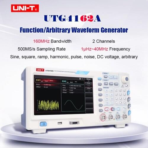 Function/Arbitrary Waveform Generator UTG4162A 2 Channels 120MHz Bandwidth 500MS/s Sampling rate AM,16 bits Vertical resolution