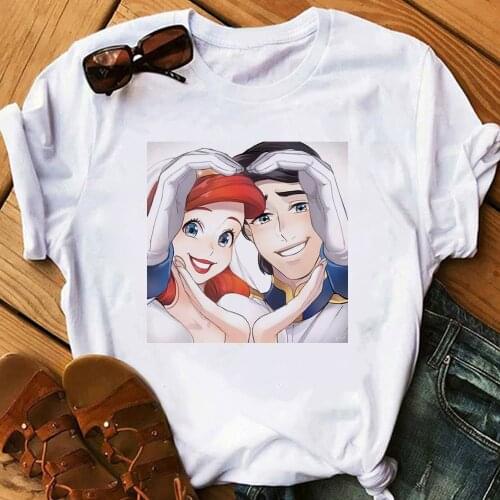 The Little Mermaid T Shirt Woman Disney Princess Ariel Printed Summer Versatile Top Ulzzang Womens Shirt Young Fashion Harajuku
