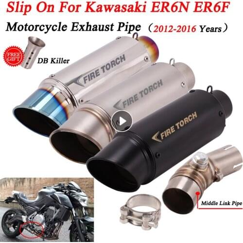 Slip On For Kawasaki ER6N ER6F 2012 - 2016 Motorcycle Exhaust Muffler Escape Modified Motorbike Middle Connection Link Pipe 51mm