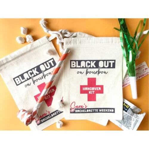Personalized Bachelorette Party Decorations Hangovers Kits Bag 10pcs Cotton Wedding Favor Gift Box Bridesmaid gift bag for guest