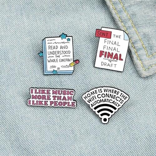 Creative Cartoon Letter Series Brooch Trend Fashion Personality Label WIFI Signal Brooch All-match Backpack Badge Accessories