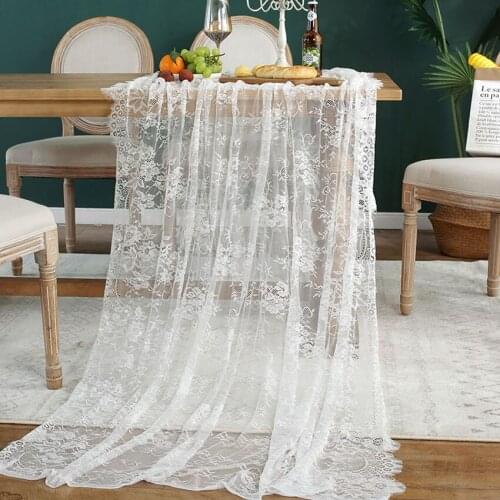 Lace Flowers Hollow Out Tablecloth Romantic Table Cover for Home Party Wedding Festival Elegant Dining Table Cloth White Black