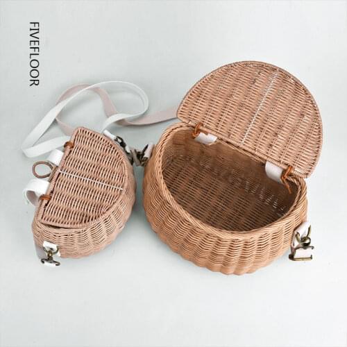 Small Big Back Basket 2021 Children Bicycle Basket Handmade Tattan Bag Basket Kids Backpack Designer Backpack Kids School Bags