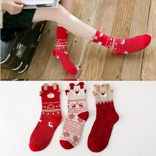 IMucci Chamsgend meia Hot Winter Warm Christmas Cartoon Print Long Socks Women Girls Gift Meias Drop Shipping