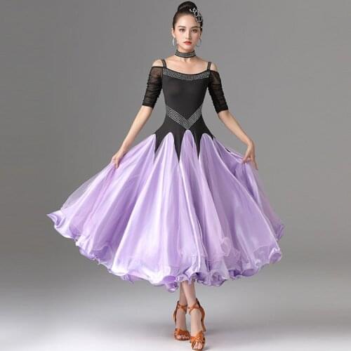 New Ballroom Dance Competition Dress For Women Adult Rhinestone Big Swing Modern Standard Dance Waltz Dancing Costumes DQL5484