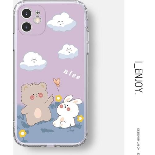 Official Original Transparent Soft Case for Apple iPhone 11 12 13 Pro MAX SE 2020 XR XS X 6 6s 7 8 Plus Shockproof Cute Phone Co
