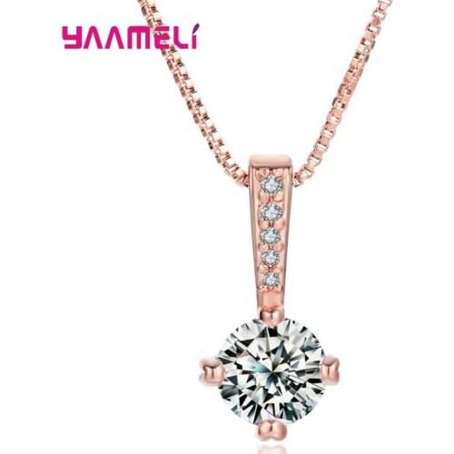 Fine 925 Sterling Silver Pendant Necklace Jewelry Original Design Cubic Zircon Claw Setting Choker Collare for Women Gifts