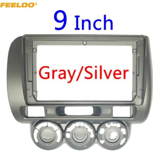 FEELDO Car Stereo Audio Fascia Frame Adapter For Honda Fit City Jazz 2006 (LHD) 9" 2Din DVD Panel Bezel Frame Installation Trim