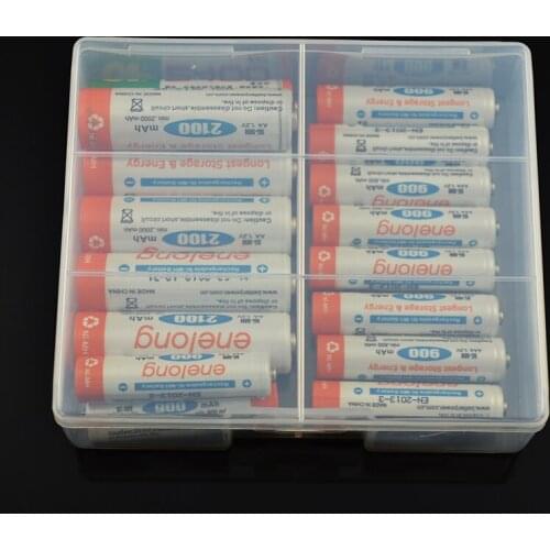 Super volume Transparent Plastic Battery Storage Box for placed 24pcs AA AAA Battery Holder Container coverd finish kit box