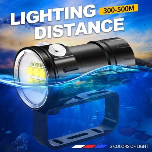 Portable Diving Flashlight Super Bright Professional Scuba Dive IPX8 Waterproof Tactical Torch Lamp For Diving Powerful