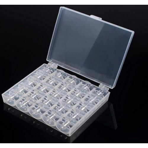 Empty Box With 25 Bobbins Sewing Machine Plastic Spools for Home Handwork Accessories Sewing Tools