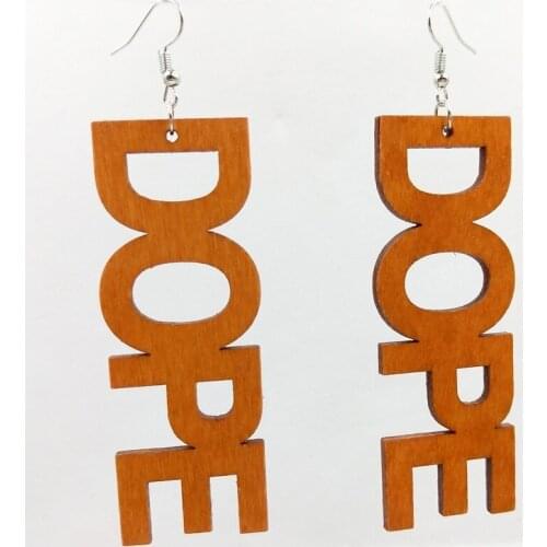 Roform Wholesale 12 Pairs Good Quality Long Wood Earrings Brown Hollow African style Earings for women Pendant 2020 novelty