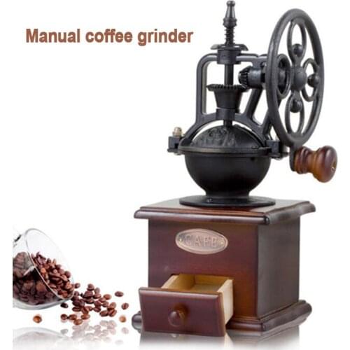 Hand-shaked coffee bean grinder Retro grinding machine Round-wheel manual coffee grinder for home,cafe with english instructions