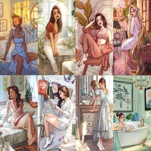 Happy Star Wallpaper Girl Art Portrait Painting 5D Diy Diamond Painting Full Diamond Square/Round Home Decoration Painting