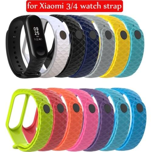 Suitable for Mi Band 3 4 Silicone Wristband Bracelet diamond Replacement belt Mi Band 3 4 Wrist Color TPU Soft Strap Color Strap