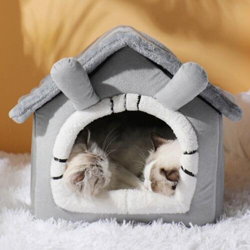 Foldable Cat House Nest Warm Pet Tent Dog Bed Kennel Removable Pet Cat Deep Sleep House Cave for Small Dog Cat Pet Supplies