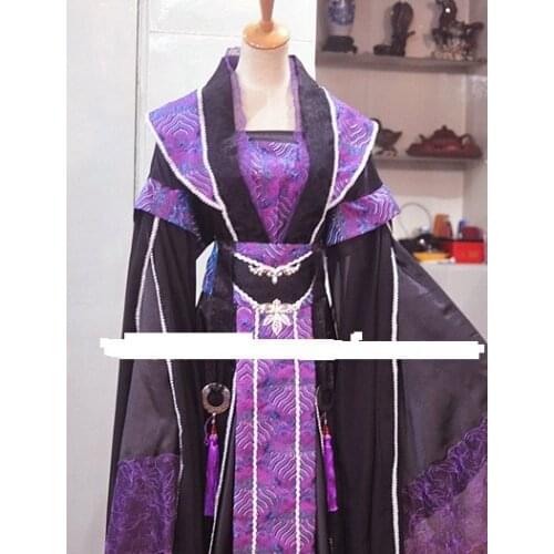 Purple Black Yuan Ci Couple Wedding Costume or Photograohy Suit Cosplay Costume Hanfu Stage Peformance Costume