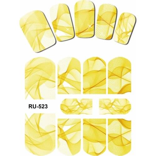 UPRETTEGO NAIL ART NAIL WATER STICKER DECAL FULL COVER FLOWER RAINBOW COLORFUL SATIN LACE SILK MESH PATTERN RU523-528