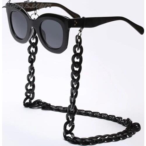 LongKeeper Vintage Acrylic Glasses Chain Women Men Fashion Eyewear Cord Sunglasses Holders Rope Black White Beaded Lanyard