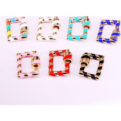 10PCS, Geometric shape Enamel Clasps Lock Carabiner Copper Connector For Jewelry Bracelets Necklaces Making Findings