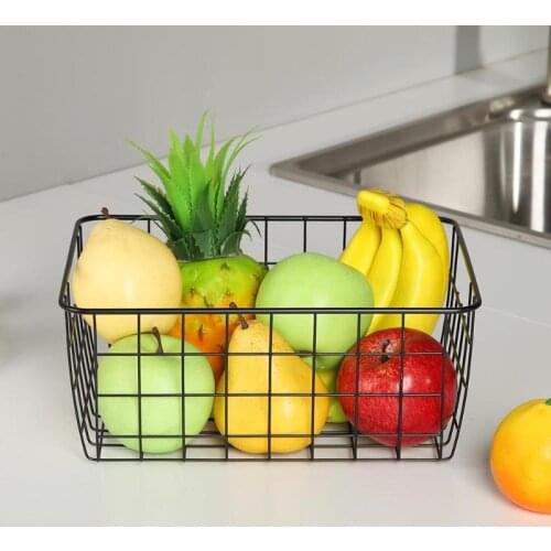 Iron Art Wire Wrought Storage Basket Household Desktop Metal Organizer Holder Bathroom Kitchen Toy Fruit Sundries Container