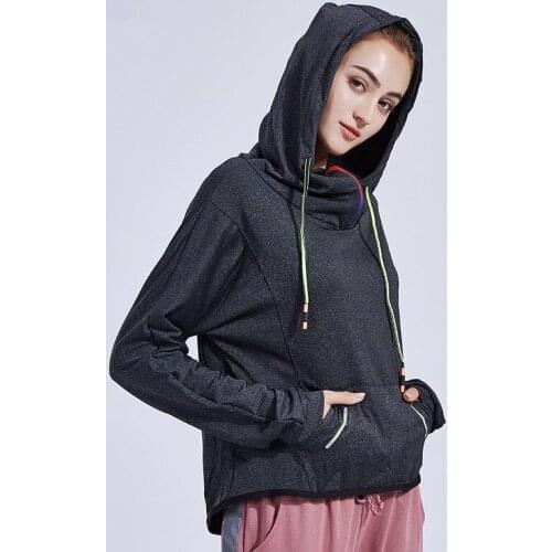 Womens Sports Jacket Running Female Long Sleeve Solid Color Hooded Gym Fitness Sweatshirt Sweat Coat Sportswear Tracksuit