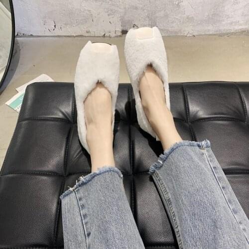 2021 New Spring and Autumn Womens Flat Shoes Solid Color Beef Tendon Soft Bottom Comfortable Fur Zapatos De Mujer