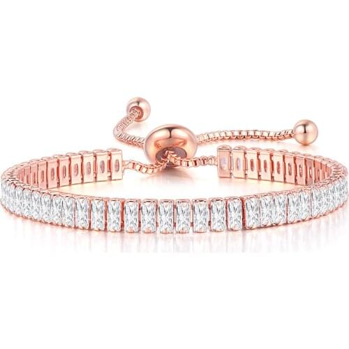ZHOUYANG Kpop Womens Tennis Bracelet Luxury 2.5*5 mm Multicolor Zircon Bracelets For Women Wholesale Adjustable Jewelry DZH009
