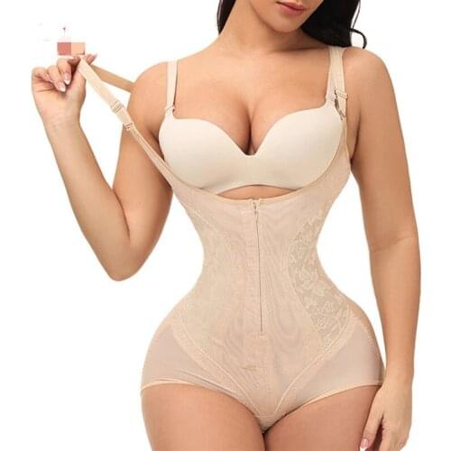 Women Tummy Control Fajas Colombianas Butt Lifter Body Shaper Zipper Hooks Bodysuit Slimming Bodysuits Shapewear Seamless
