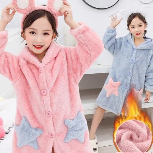 Winter Baby Pajamas Robe Cartoon Hoodies Girl Boys Sleepwear Quality Bath Towels Kids Soft Bathrobe Pajamas Childrens Clothing