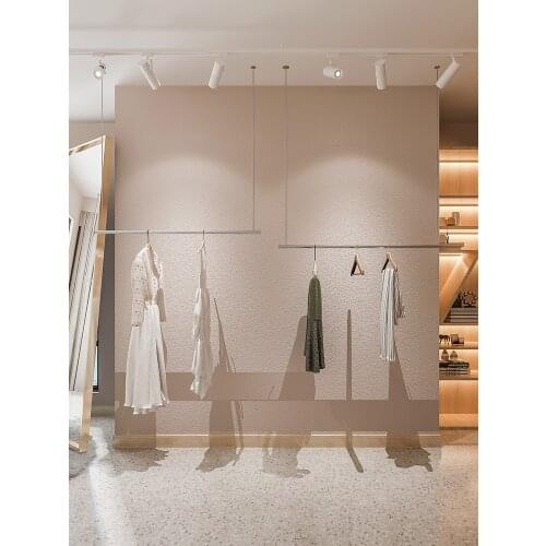 Zq Stainless Steel Clothing Store Rod Hanging Wedding Dress Display Side Hanging Hanger Womens Shelf Wall-Mounted
