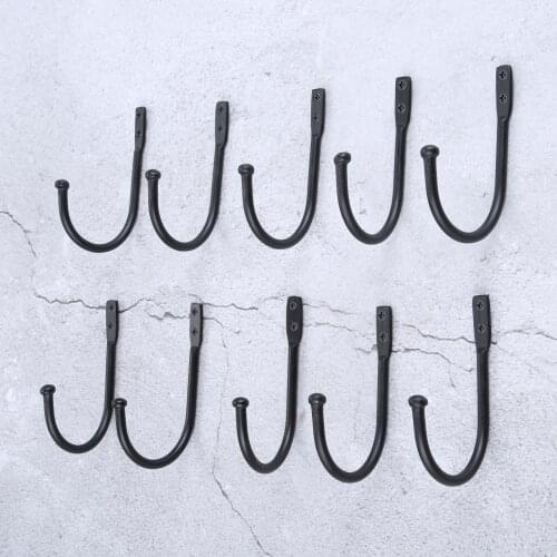 10PC Vintage Hooks Black Alloy Wall Door Bath Coat Hook Hanger Pot Handbag Bag Hanger Hooks Furniture Hardware W/Screws 79*53mm
