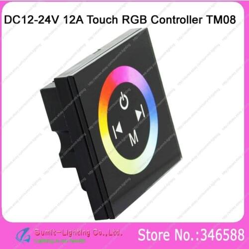 DC12V/24V 12A Touch Panel RGB LED Controller Wall Mount Full Color Dimmer Controller TM08 for 5050SMD RGB LED Strip Light