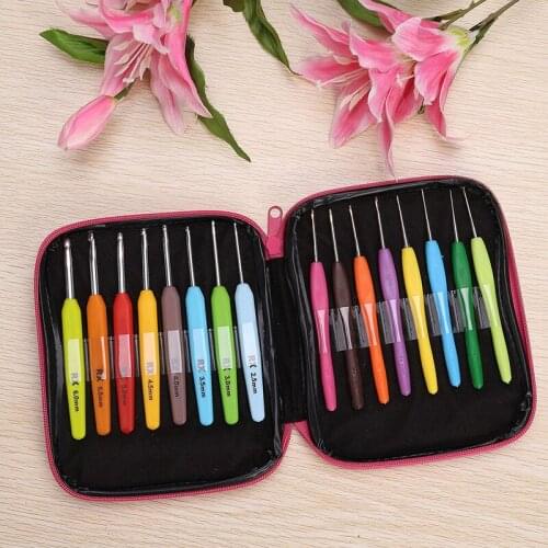 16pcs Multi Colour Crochet Hook Yarn Alu Knitting Needles Set Kit with Box Hand Sewing Tools