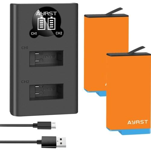 2 Pcs For GoPro Max 1680mAh Battery + 2 Slot LED Charger For 360 Panoramic Go Pro Max Camera