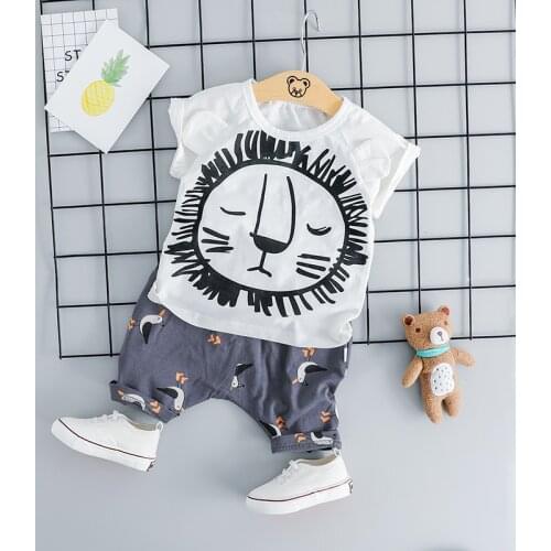 2020 Summer Baby Girls Boys Clothing Sets Infant Clothes Suits Cartoon T Shirt Shorts Kids Children Casual Costume 3-10 Years